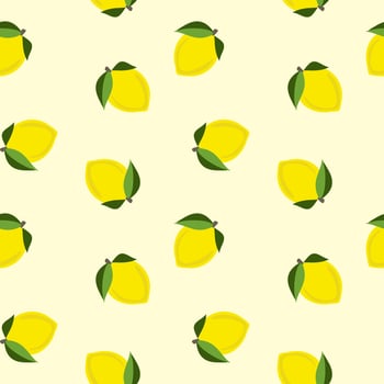lemon pattern seamless background on yellow background vector