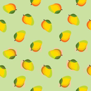 mango vector seamless background on light green background