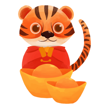 Watercolor Tiger, Hand painted Happy New year 2022 png