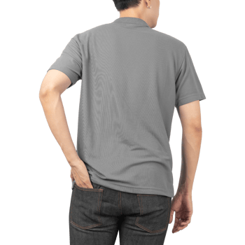 Man in grey Polo t-shirt mockup, Design template png