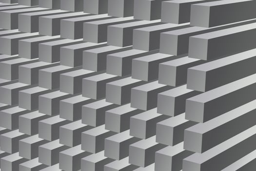 3D rendering extruded cubes vector illustration. 3D cubes background illustration. Row with geometric extruded elements.