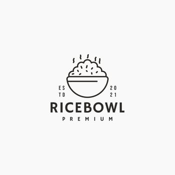 Rice bowl icon sign symbol hipster vintage logo design vector