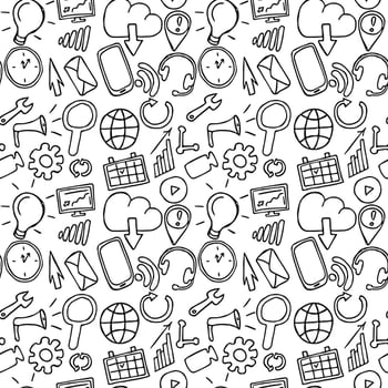 seamless pattern with business set icons. Doodle vector with business icons on white background. Vintage business icons,sweet elements background for your project