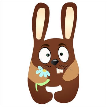 Bunny baby toy. Vector. Rabbit, hare icon. Kid toy isolated on white background in flat design. vector