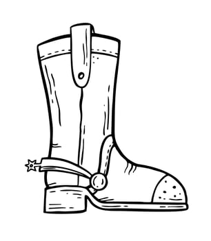 Cowboy boot hand-drawn in the style of doodle Good for printing Symbol of the Western concept Isolated vector illustration