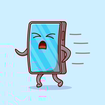 Phone mascot character running icon cartoon illustration vector