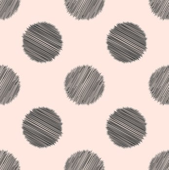 Random small line zig zag scribble in circle geometric shape seamless pattern background. Modern cream grey color design. Use for fabric, textile, interior decoration elements, upholstery. vector