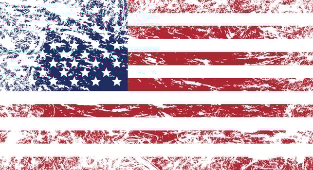 USA flag in grunge style. Brush stroke USA flag.Old dirty American flag. American Symbol. Raster illustration vector
