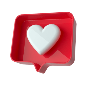 3D Social media like notification icon with glossy finish png