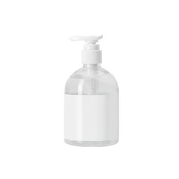 Hand sanitizer in a clear pump bottle mockup, Png file