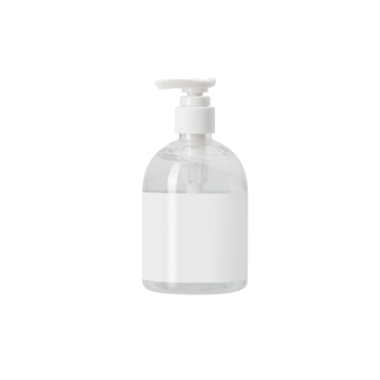 Hand sanitizer in a clear pump bottle mockup, Png file