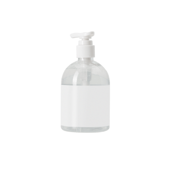Hand sanitizer in a clear pump bottle mockup, Png file