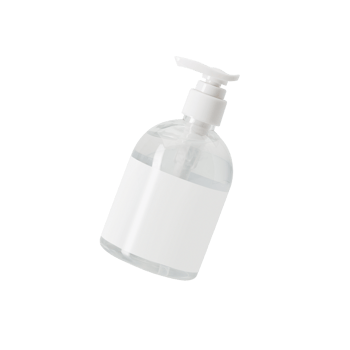 Hand sanitizer in a clear pump bottle mockup, Png file