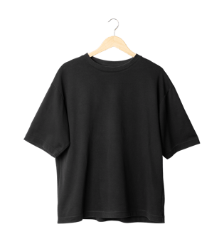 Black oversize T shirt mockup hanging, Png file
