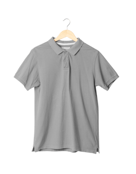 Gray Polo shirt mockup hanging, Png file