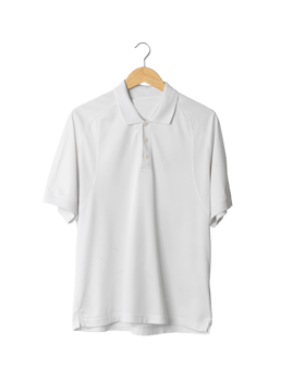 White Sport Polo shirt mockup hanging, Png file