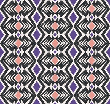 Geometric ethnic tribal rhombus square, triangle, chevron shape seamless pattern on black background. Use for fabric, textile, interior decoration elements, upholstery, wrapping. vector