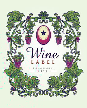 Classic elegant wine floral labels vector