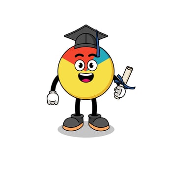 chart mascot with graduation pose vector