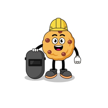 Mascot of chocolate chip cookie as a welder vector