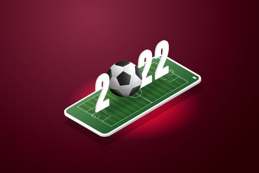 football 2022 matches on smartphone screen. vector