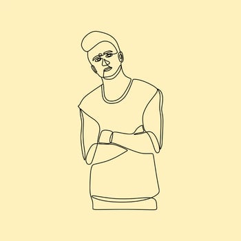 continuous line drawing on people vector
