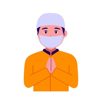 muslim man wearing mask vector