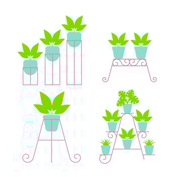 set of iron plant stand vector