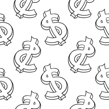 dollar symbol hand drawn seamless pattern vector
