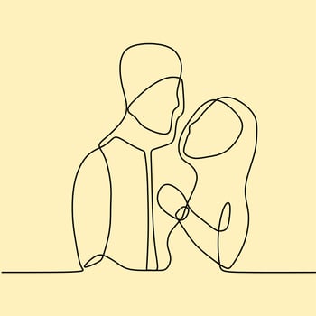 continuous line drawing couple vector