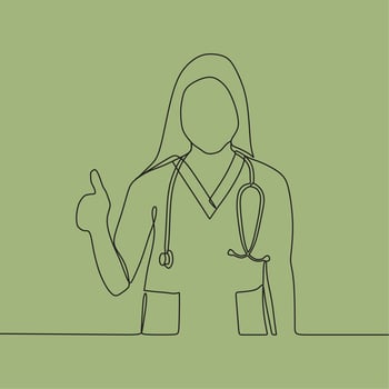 continuous line drawing doctor vector