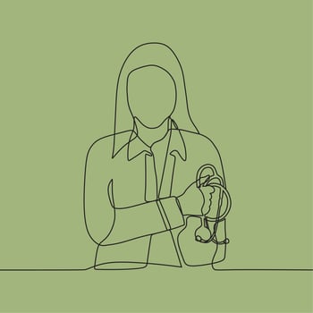 continuous line drawing doctor vector