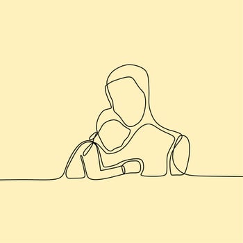 continuous line drawing family vector