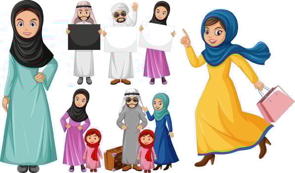 Arabic people with blank boards vector
