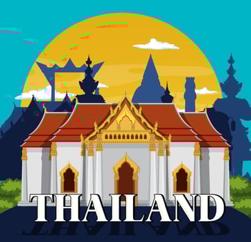 Thailand iconic tourism attraction background vector