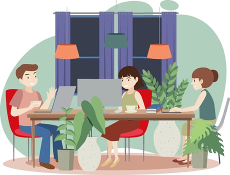 People at workplace concept in flat design vector