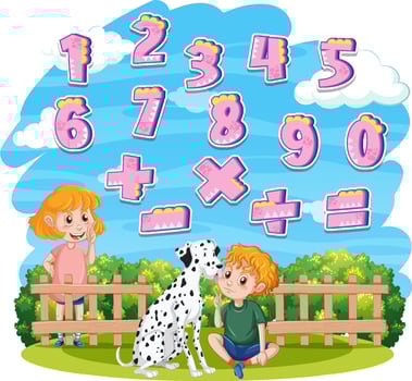 Counting number 0 to 9 and math symbols vector