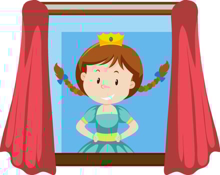 Happy princess by the window vector