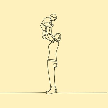 continuous line drawing family vector