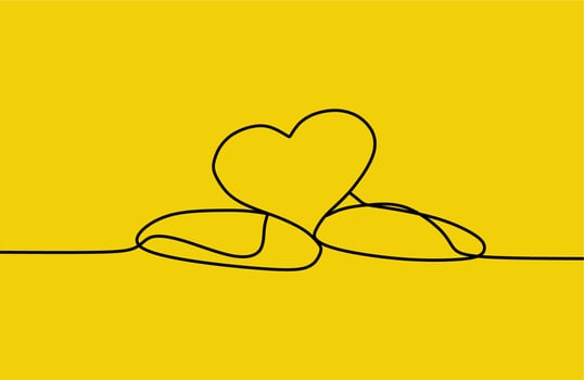 continuous line drawing on heart vector