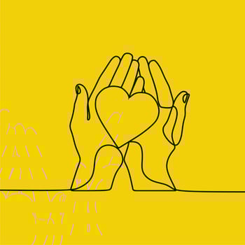 continuous line drawing on heart vector