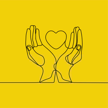 continuous line drawing on heart vector