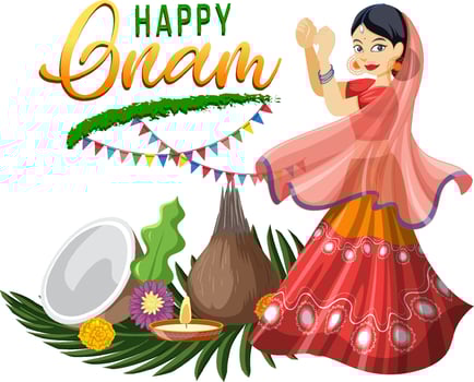 Onam Hindu harvest festival poster vector