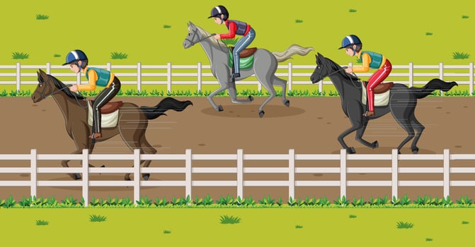 Equestrian competition cartoon scene vector