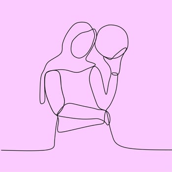 continuous line drawing on veil vector