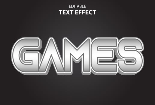 games text effect with silver color editable. vector