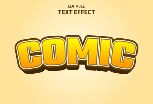 comic text effect with yellow color editable. vector