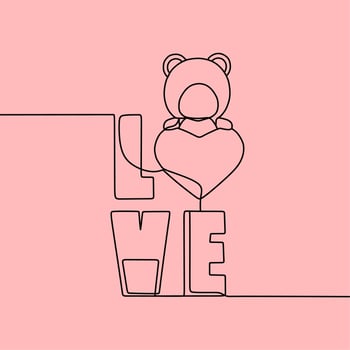 continuous line drawing on love vector