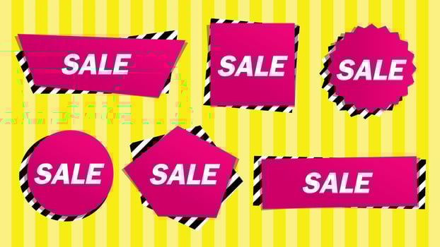 pink fashion sale sign template vector set for advertising artwork.