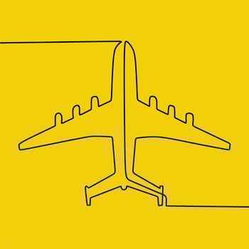 continuous line drawing on plane vector